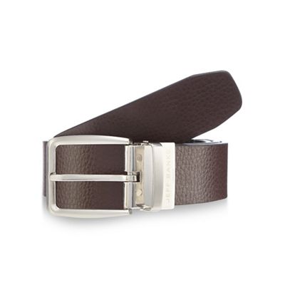 Black and dark brown reversible leather belt